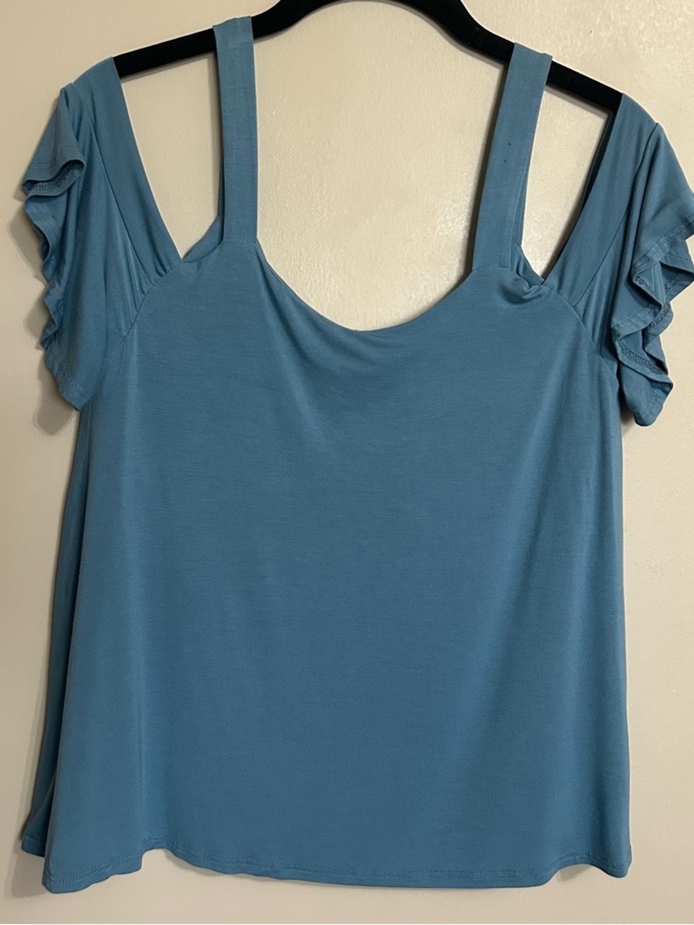 Good Luck Gem Dusty Blue Cold-Shoulder Tank - Picture 2 of 9